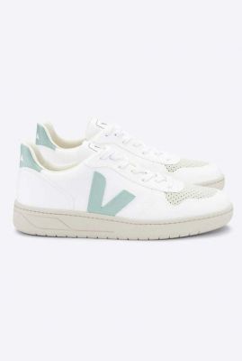 witte sneakers met mintgroene details v-10 cwl vx0703062