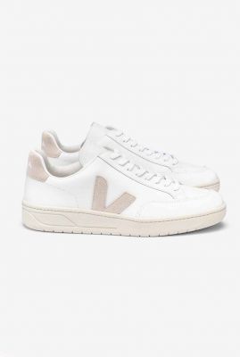 witte sneakers met beige suede details v-12 leather XD0202335