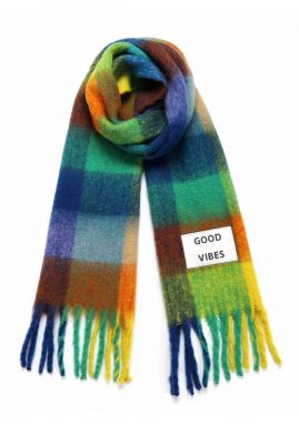 felgekleurde zachte sjaal met tekst patch good vibes