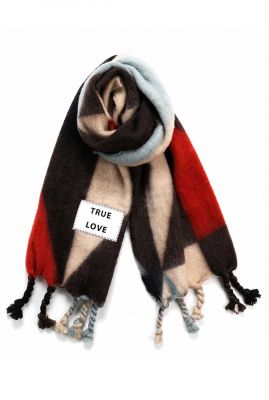 zachte sjaal met kleurblokken en tekst patch true love