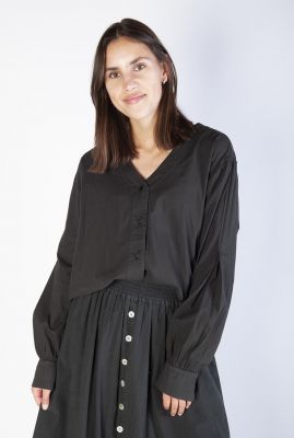 donker grijze blouse met v-hals w21f935lab