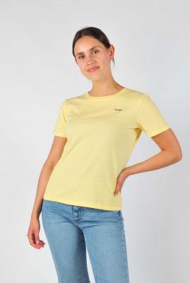geel kleurig t-shirt met klein logo sign off tee W7Q0EVY37