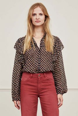 Lipslide Ruche blouse bloemenprint casual uitstraling Mode Blouses Ruche blouses 