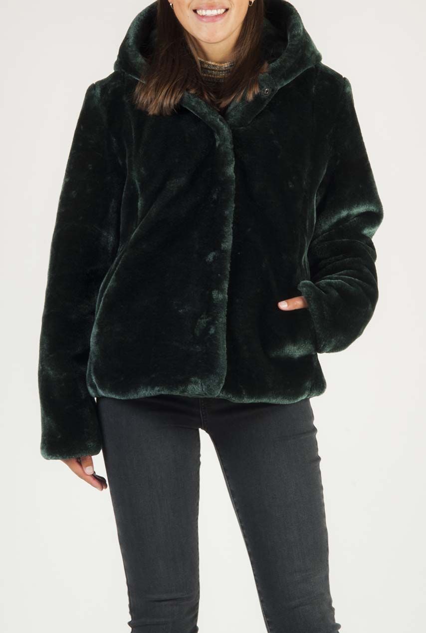 Banket voorspelling Chronisch faux fur jas met capuchon en steekzakken 6513140 | Tally-ho