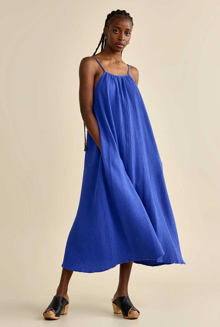 Af en toe spanning Minachting kobaltblauwe loose fit jurk met zakken pompei p1607