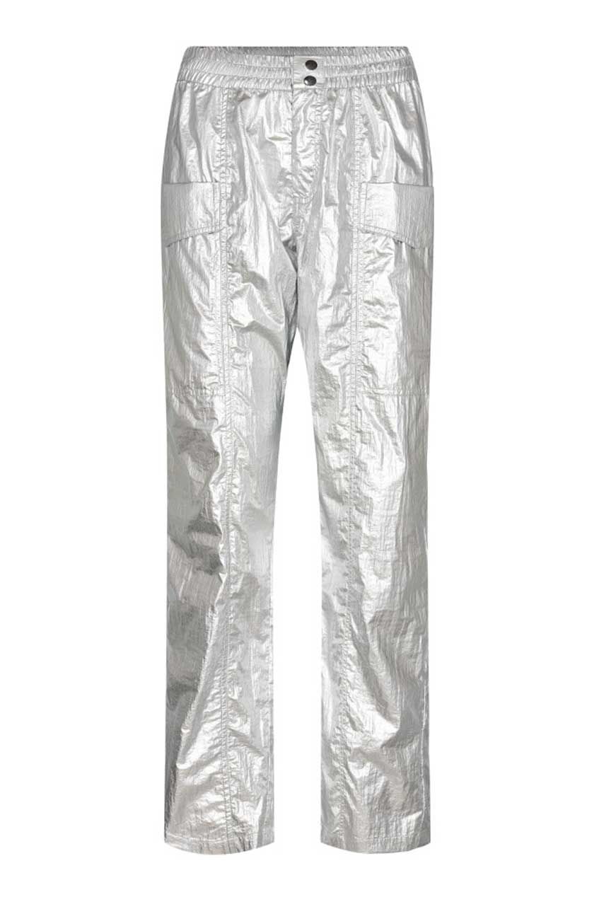 Bungalow ontsnapping uit de gevangenis Berucht zilveren metallic straight fit broek metal pocket long pant 31053