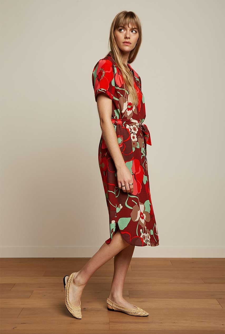 consultant metaal Onbemand rode jurk met bloemenprint carina tunic dress la monia 07977