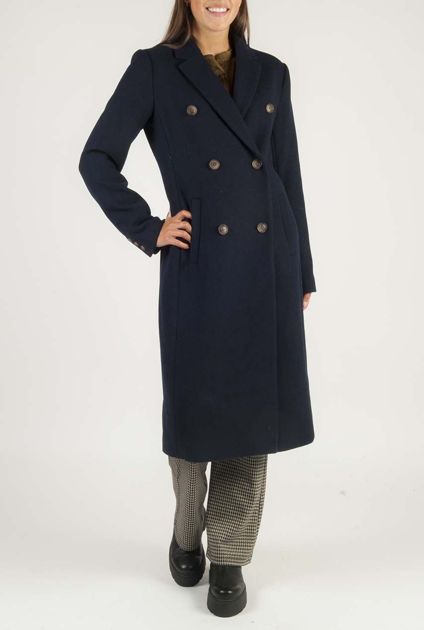 donkerblauwe jas odelia long coat