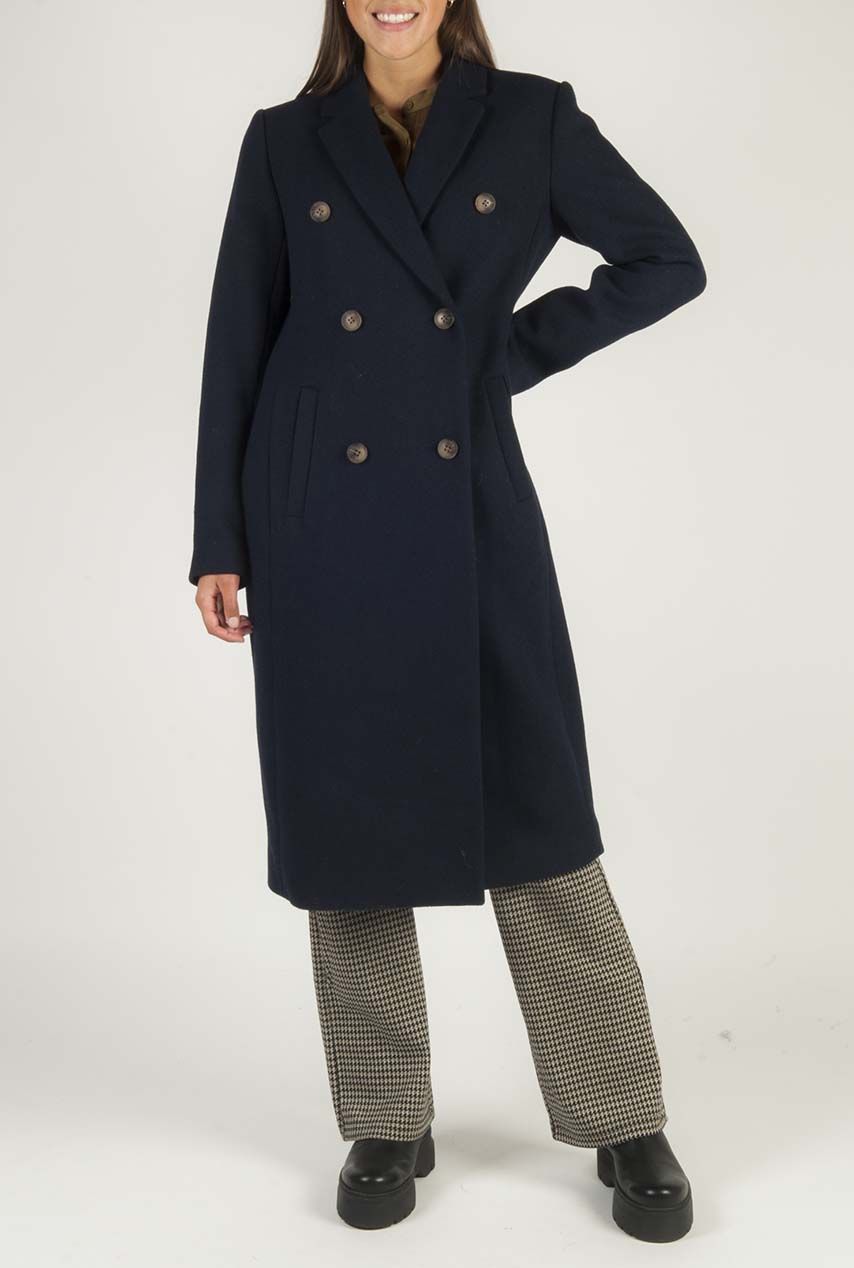 winnen dramatisch Stamboom lange donkerblauwe wollen jas odelia long coat | Tally-ho