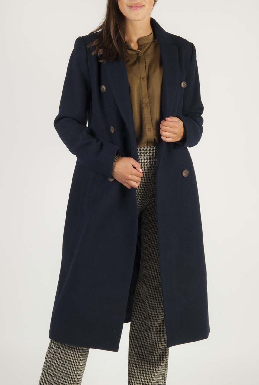 winnen dramatisch Stamboom lange donkerblauwe wollen jas odelia long coat | Tally-ho
