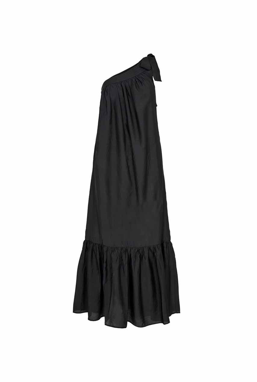 zwarte asymmetrische maxi jurk asym dress 96743