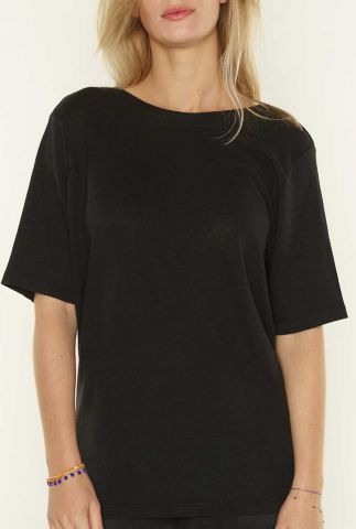 zwart linnen t-shirt met lage rug dana 1053211