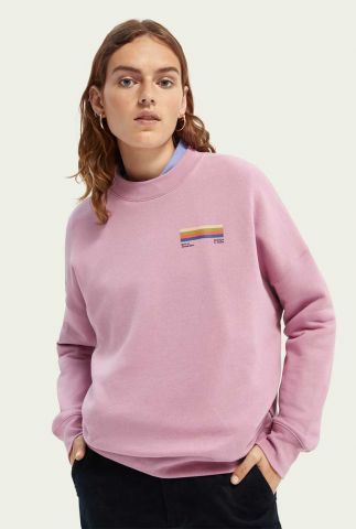 licht roze oversized sweater met gekleurde opdruk 163744