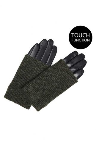 leren handschoenen met wol en touch functie helly