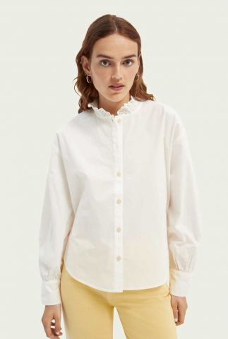 witte blouse met broderie detail 164084
