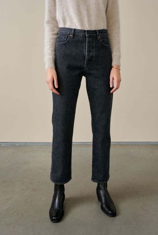 grijze cropped jeans met rechte broekspijpen popeye12 d0401