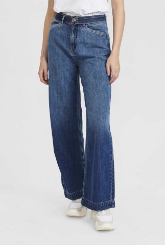 donkere denim jeans met flared pijpen nucarolina pant 700311