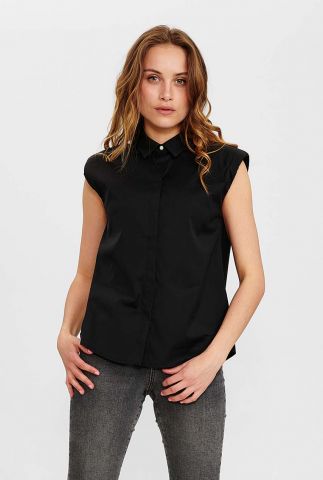 zwarte blouse met schoudervulling nucarolyn shirt 700691