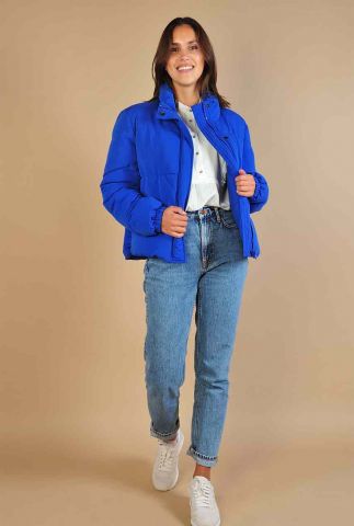 korte kobaltblauwe puffer jas mille puffer