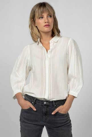 off-white seersucker blouse met 3/4 mouwen chelsea jb0122