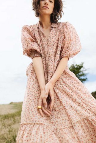maxi jurk met all-over print en ceintuur MD0146 dress lolo