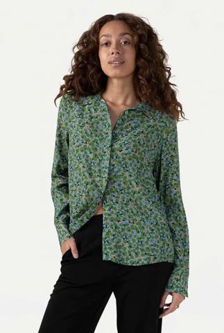 Groene print blouse dreiser dot shirt