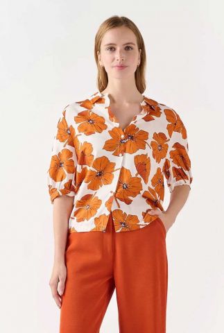 witte blouse met oranje bloemenprint lierre shirt