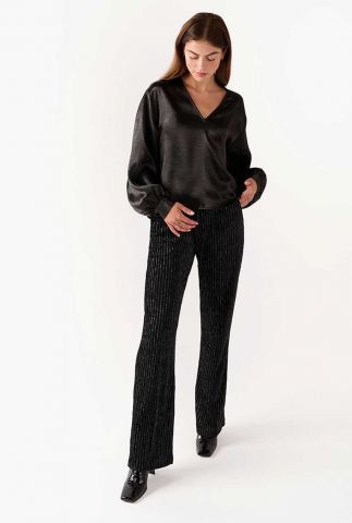zwarte velvet broek met glitter strepen rivoli velvet pants