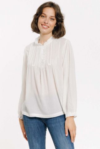 off-white blouse met plooien en kanten details hermance 64239