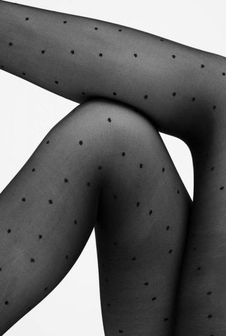 zwarte 40 denier panty met stippen dessin doris dots