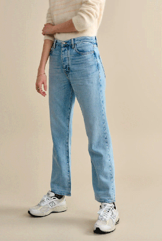lichtblauwe straight leg jeans met hoge taille popeye31 d0454