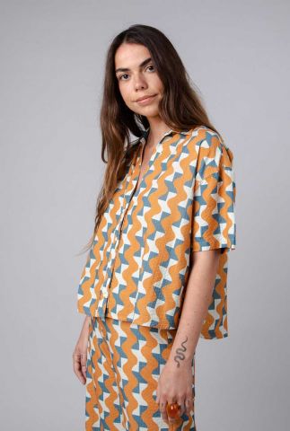 Oranje big tiles cropped blouse