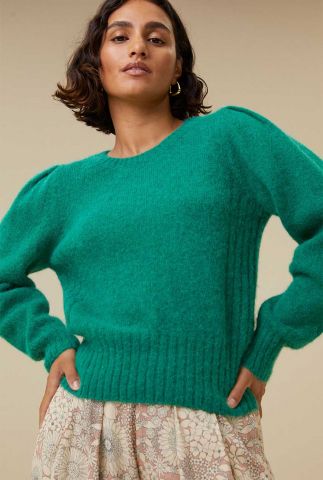 zachte groene trui met pofmouwen billy pullover