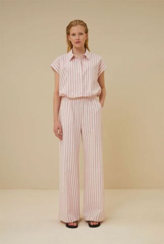 Roze broek randy linen stripe pant