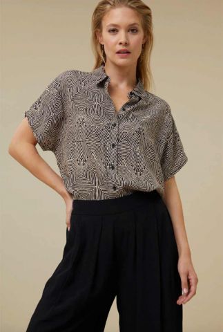 By-Bar zwarte print blouse met korte mouwen karly zaghora 744