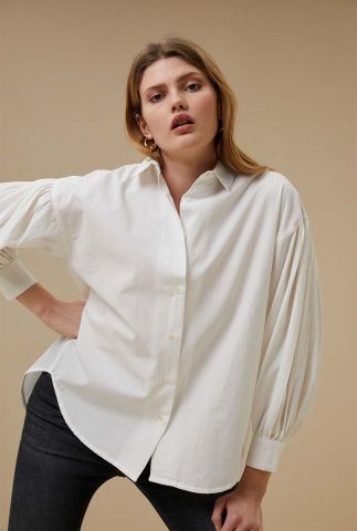 witte relaxed fit blouse met ballonmouwen sarah poplin blouse