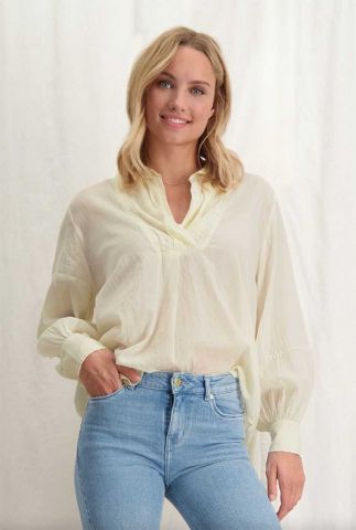ecru kleurige katoenen blouse met v-hals luna blouse s23.87.1263