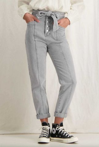 lichtgrijze high waist paperbag jeans bodi denim s23.35.3056