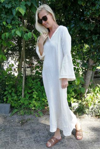 off-white maxi jurk met wijde mouwen gia dress s22.61.1343