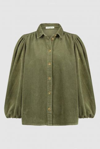 legergroene corduroy blouse nicole blouse dark olive w22.109.8218
