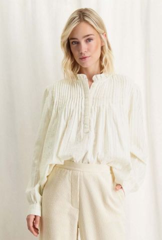 off-white blouse met plooien jayla blouse seedpearl w22.62.1902