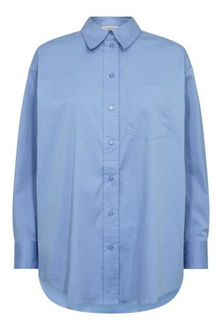 Blauwe cottoncc oversized blouse