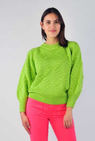 lichtgroene trui met bolletjes dessin bubble knit 32065