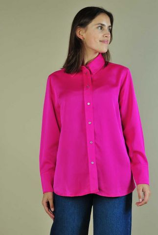 felroze blouse met lange mouwen en glans eliah shirt 35060