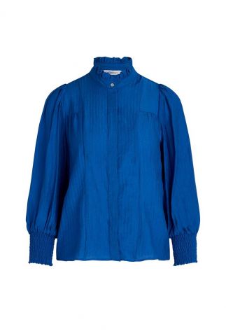 kobaltblauwe blouse met plooien petra shirt 95842