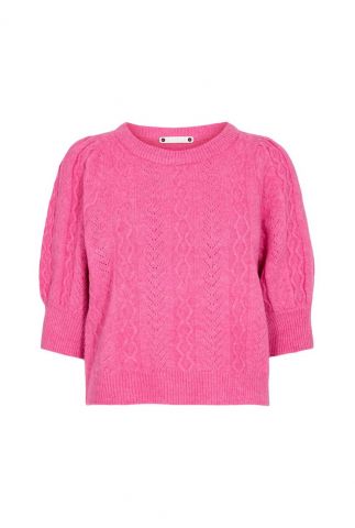 roze trui met korte mouwen pixie ss pointelle knit 32010