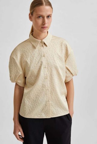 beige jacquard geweven blouse darlene short shirt 16079629