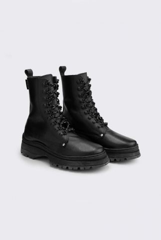zwarte hoge leren laarzen met veters tesfa boots black