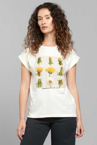 off white t-shirt met bloemen opdruk 21065 visby dandelion