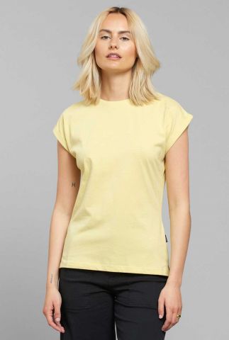 lichtgeel t-shirt met ronde hals visby base dusty yellow 20972